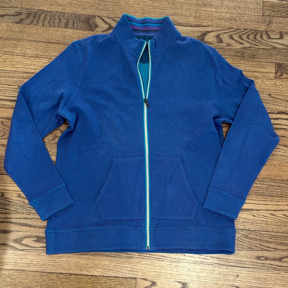 Robert Graham Men’s Zip-Up with Teal Trim, XL